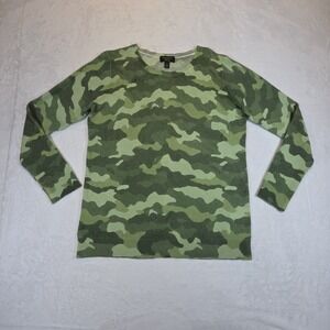 100% Cashmere Camo Sweater By Charter Club Womens Large Long Sleeve Cozy Lounge
